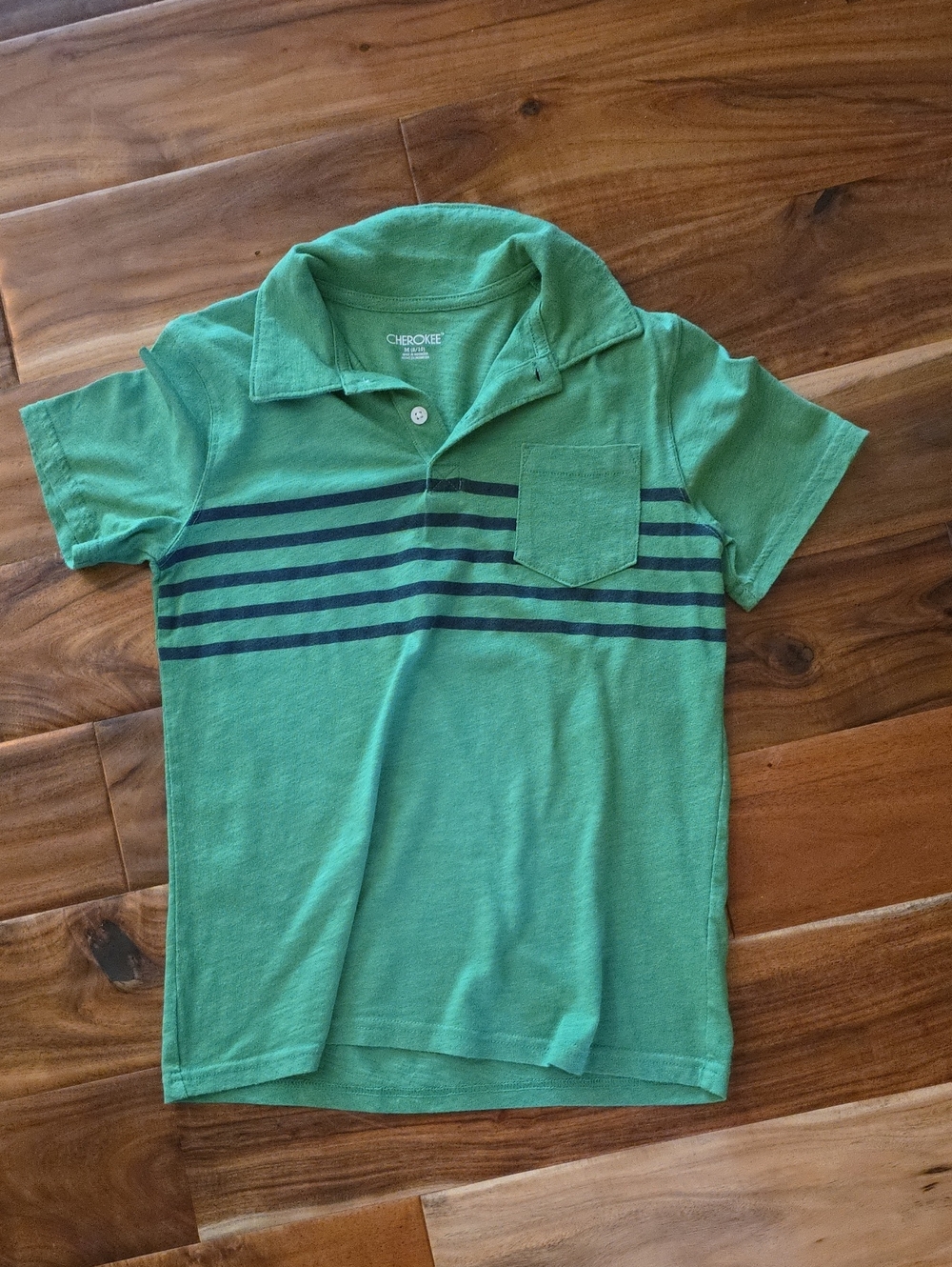 Cherokee Green Stripe Polo Shirt for Kids